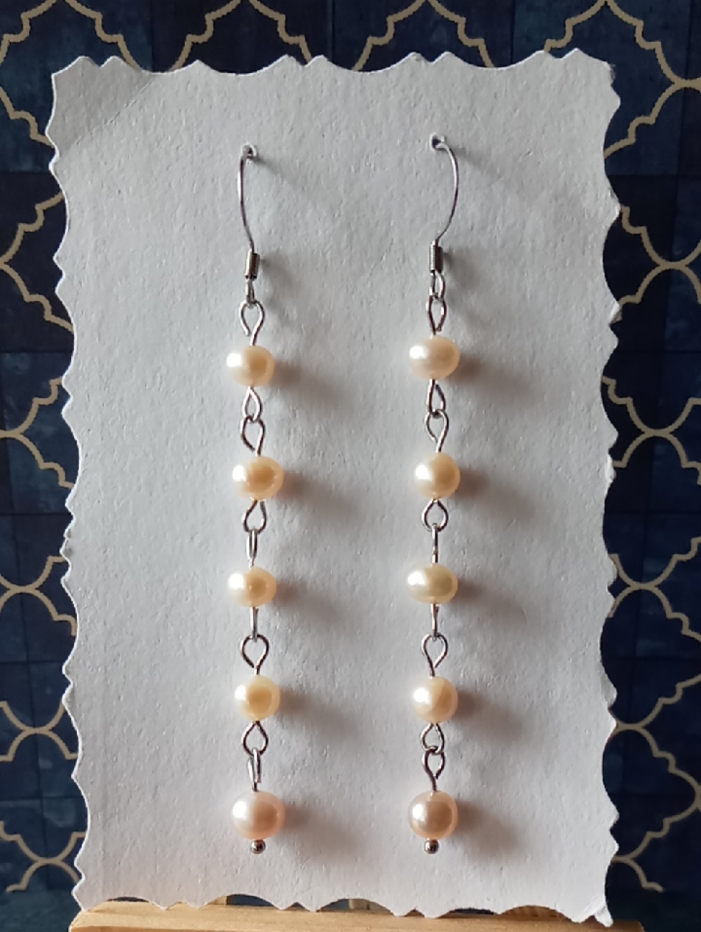 Semi Peach Pearl Earrings